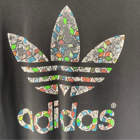 Unisex Black Adidas Graphic Print T-shirt L - Picture 5 of 8